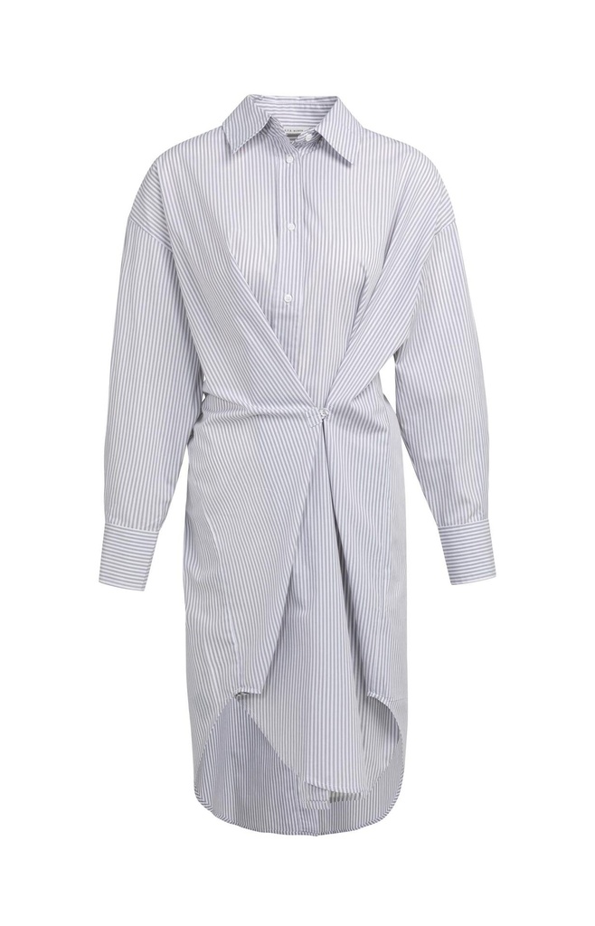 Robe chemise à rayures avec finition croisée - YAYA - Storm Cloud Grey Dessin — vue 3
