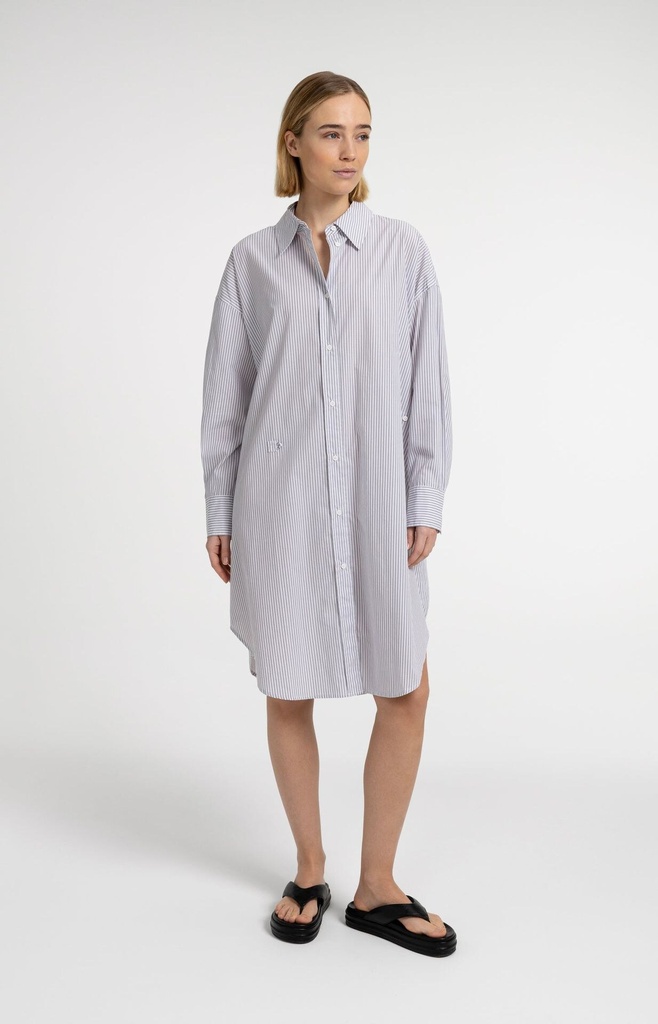 Robe chemise à rayures avec finition croisée - YAYA - Storm Cloud Grey Dessin — vue 4