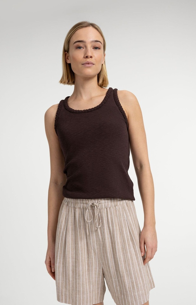 Short rayé, taille élastiquée - YAYA - Safari Brown Dessin — vue 7