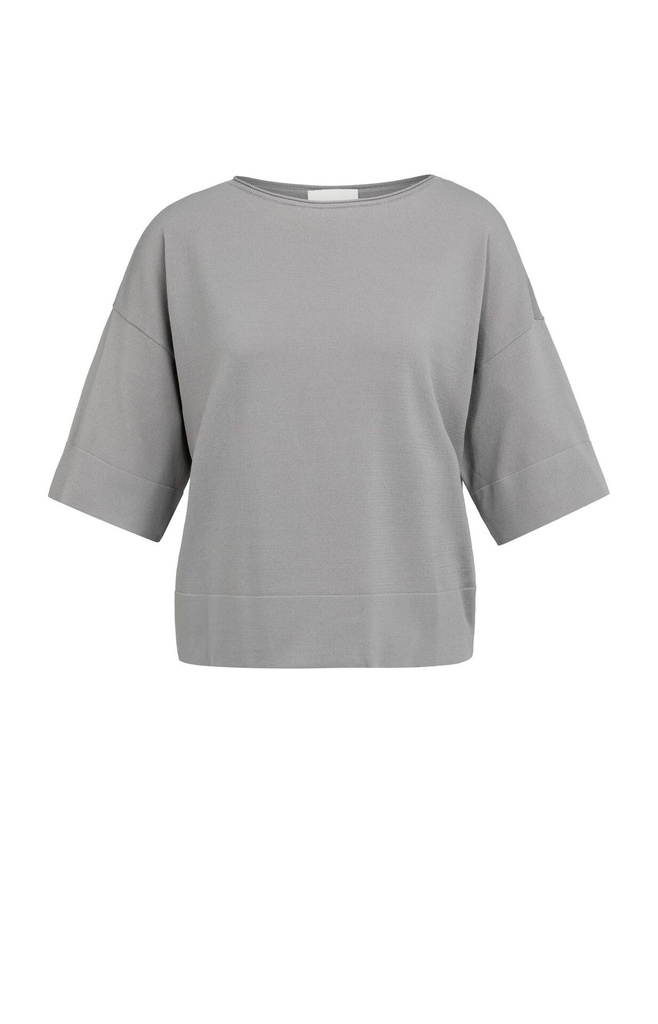 T-shirt oversize, col bateau, en maille fine - YAYA - Storm Cloud Grey