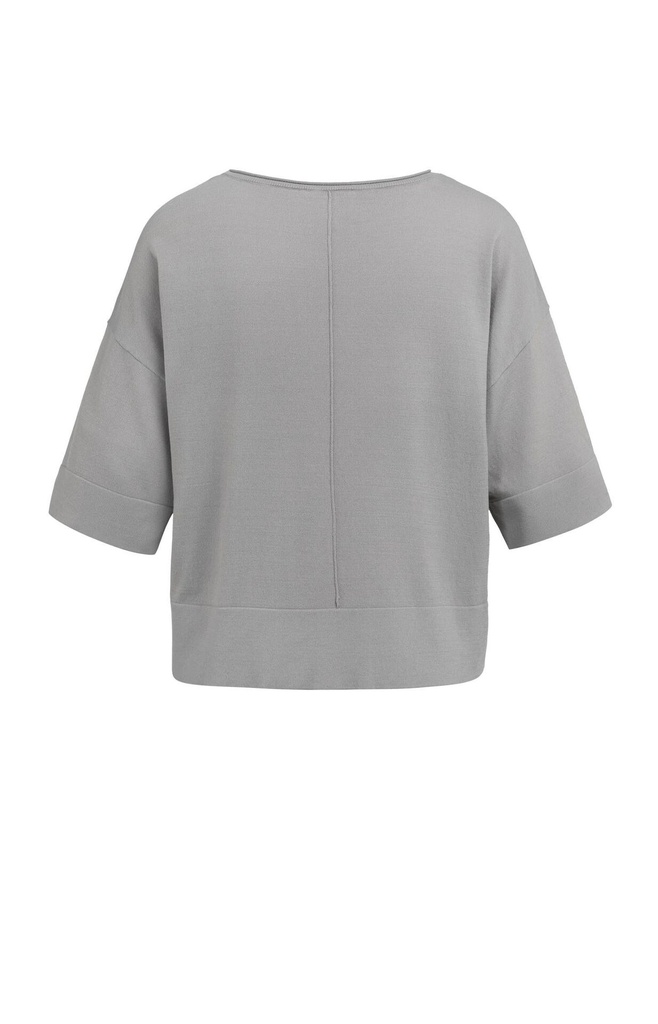 T-shirt oversize, col bateau, en maille fine - YAYA - Storm Cloud Grey — vue 7
