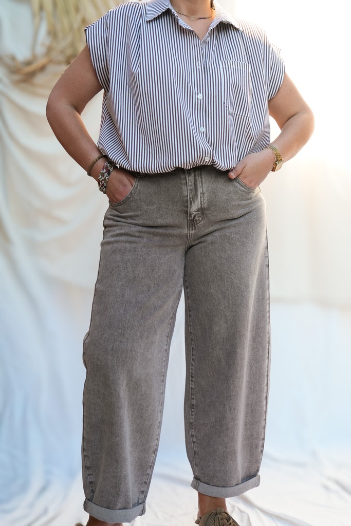 Jeans ballon - Nora - taupe délavé — vue 2