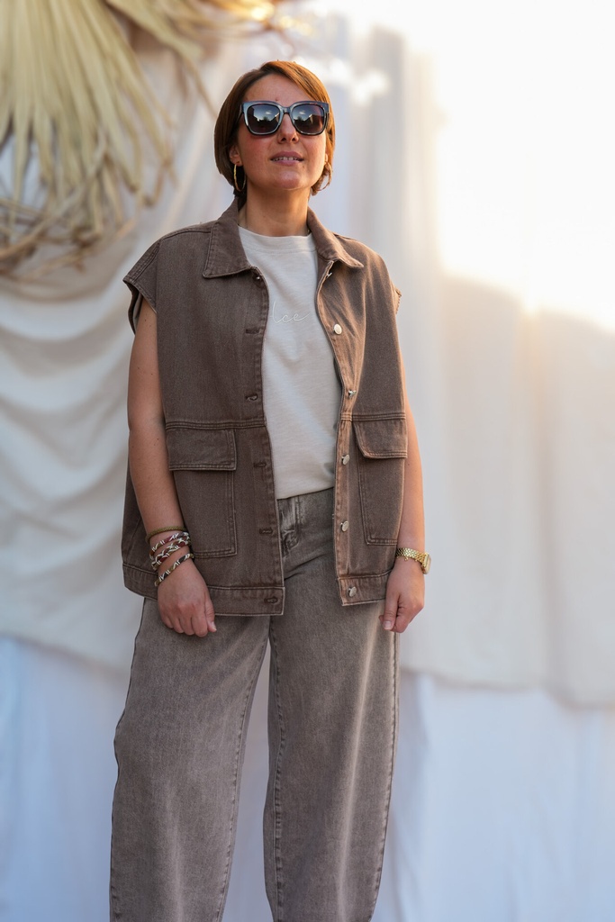 Jeans ballon - Nora - taupe délavé — vue 4