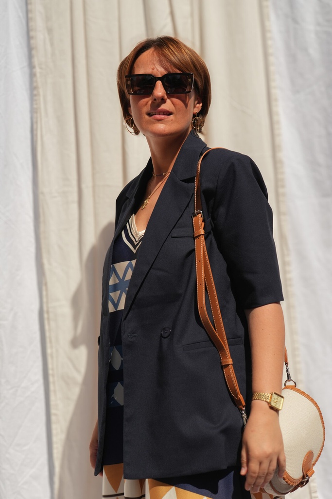 Blazer à manches courtes - Bleu Marine — vue 2