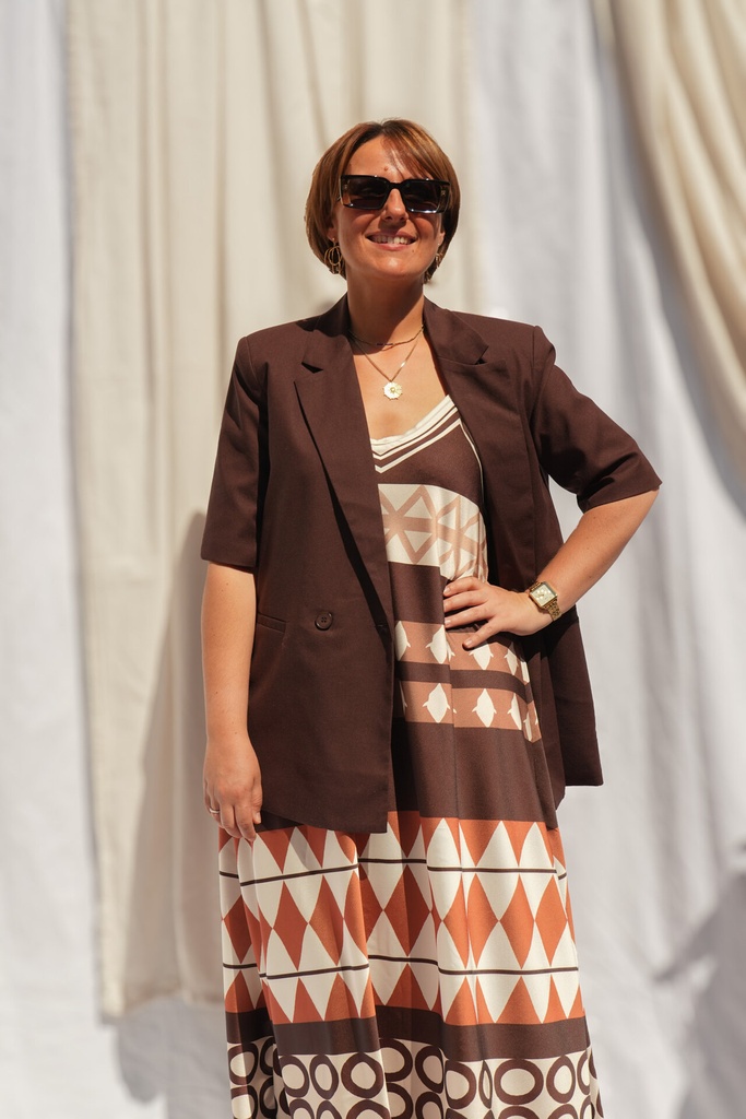Blazer à manches courtes - Marron — vue 6