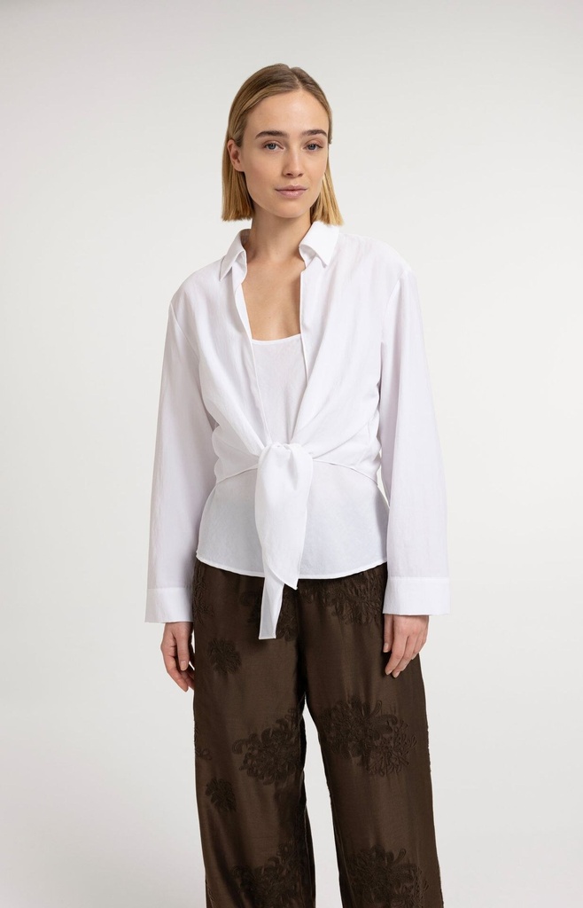 Chemise nouée avec haut sans manches assorti - YAYA - Pure White — vue 3