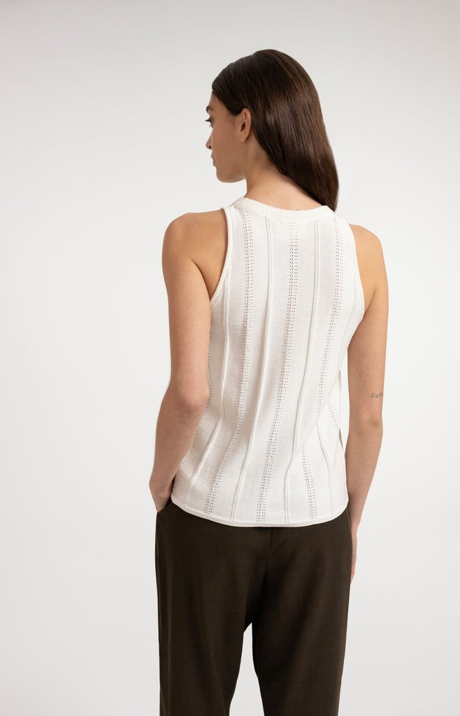 Débardeur en maille à motif texturé - YAYA - Milk Beige — vue 3