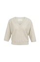 Pull col V, manches 3/4 et coutures apparentes - YAYA - Beige Melange — vue 2
