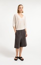 Pull col V, manches 3/4 et coutures apparentes - YAYA - Beige Melange — vue 5