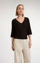 Pull col V, manches 3/4 et coutures apparentes - YAYA - Delicioso Brown Melange — vue 3