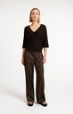 Pull col V, manches 3/4 et coutures apparentes - YAYA - Delicioso Brown Melange — vue 8