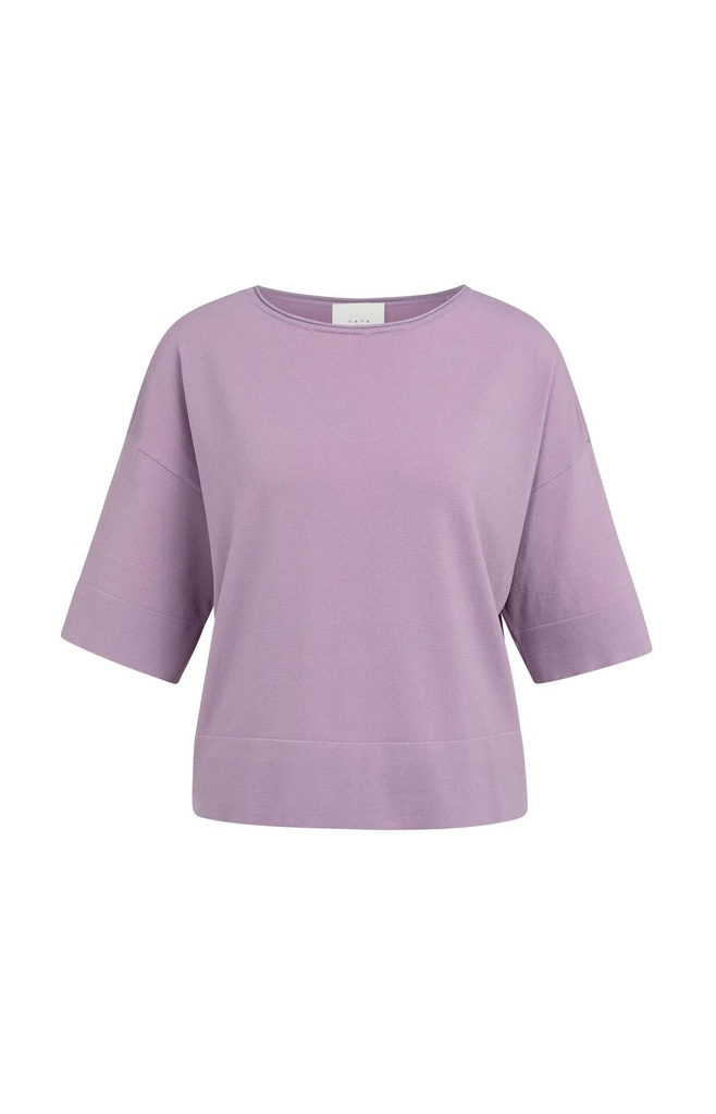 T-shirt oversize, col bateau, en maille fine - YAYA - Lavender Mist Purple
