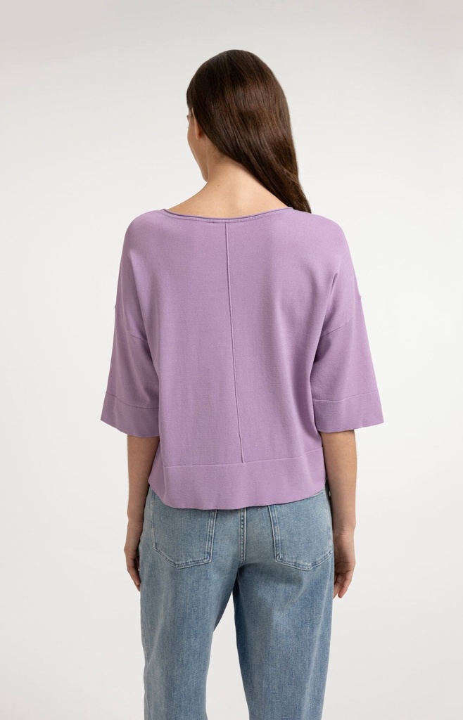 T-shirt oversize, col bateau, en maille fine - YAYA - Lavender Mist Purple — vue 3