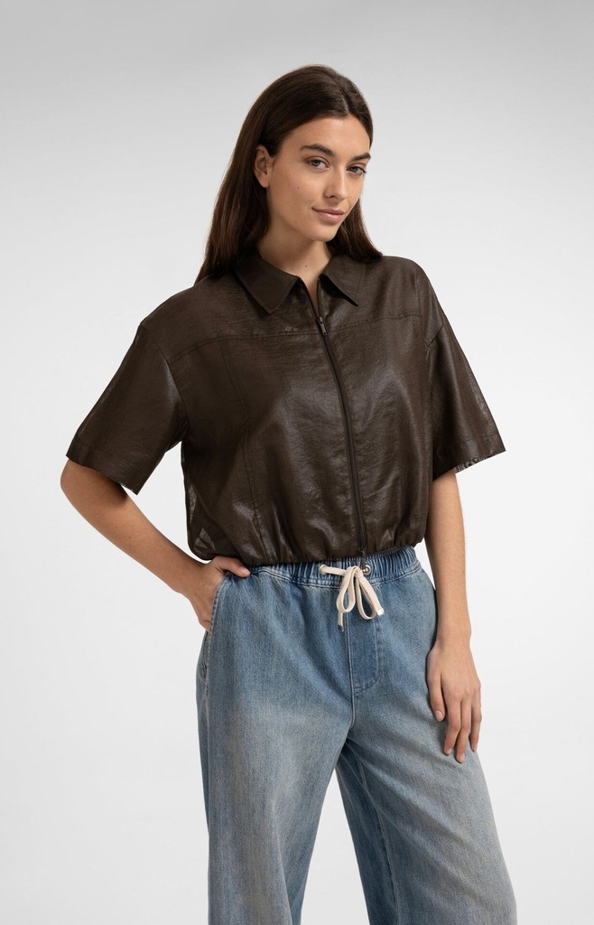 Veste chemise, effet enduit - YAYA - Delicioso Brown
