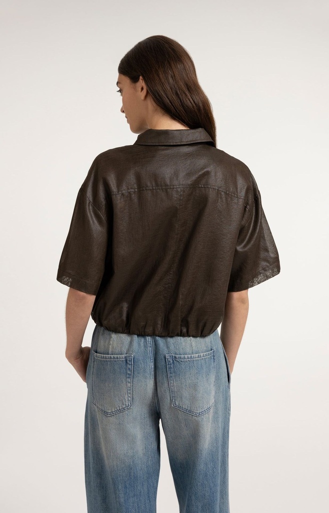Veste chemise, effet enduit - YAYA - Delicioso Brown — vue 3
