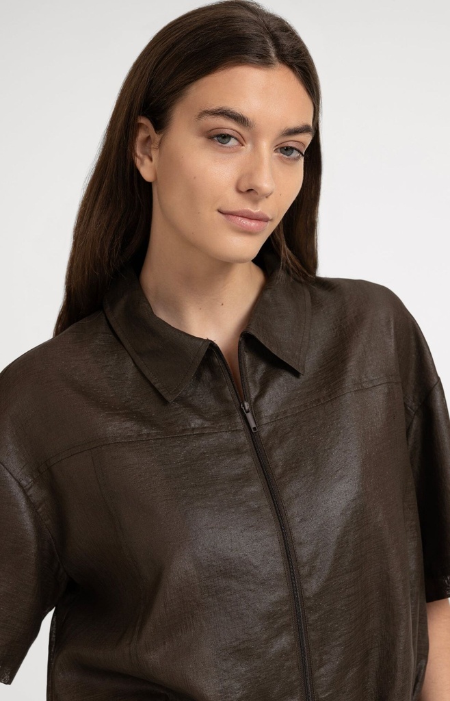 Veste chemise, effet enduit - YAYA - Delicioso Brown — vue 4