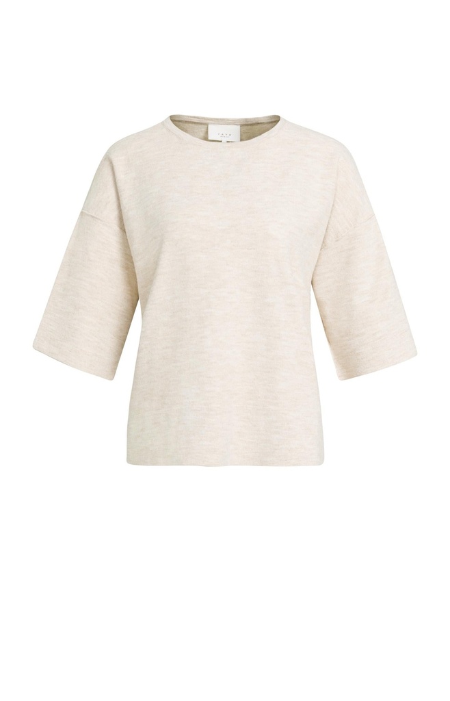 T-shirt oversize en maille fine avec manches mi-longues - YAYA - Almond Peach Pink Melange — vue 2