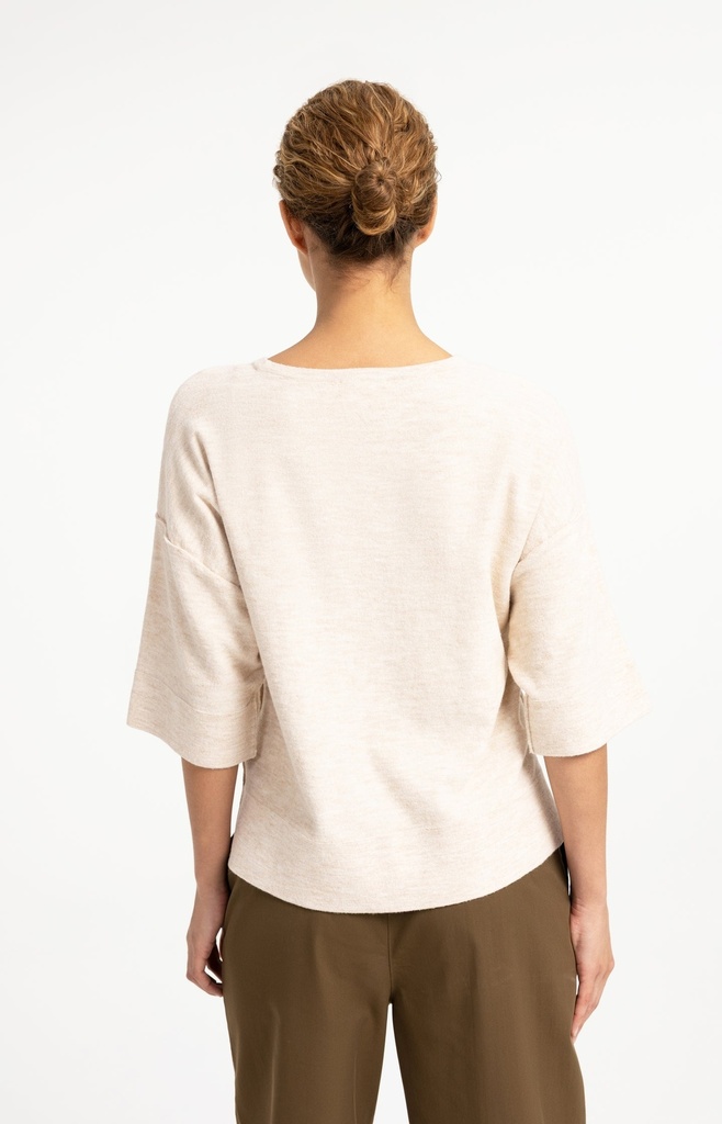 T-shirt oversize en maille fine avec manches mi-longues - YAYA - Almond Peach Pink Melange — vue 4