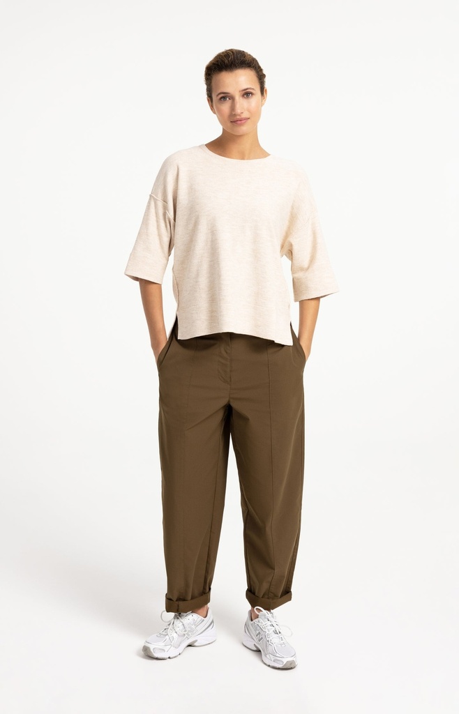 T-shirt oversize en maille fine avec manches mi-longues - YAYA - Almond Peach Pink Melange — vue 6