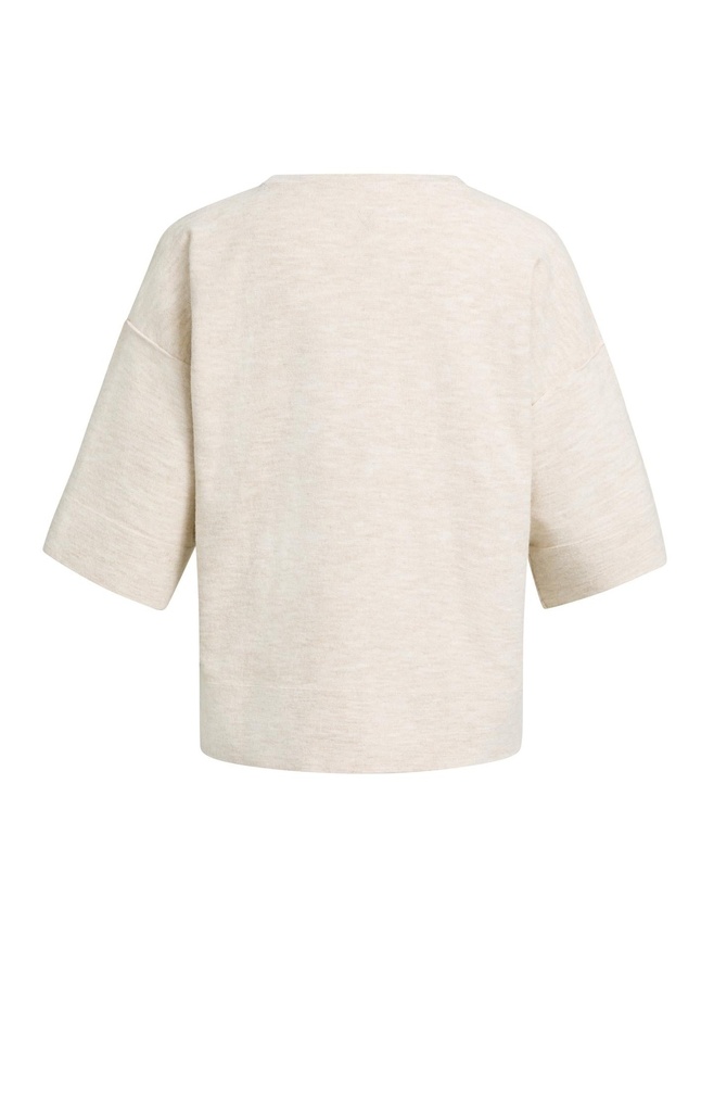 T-shirt oversize en maille fine avec manches mi-longues - YAYA - Almond Peach Pink Melange — vue 8