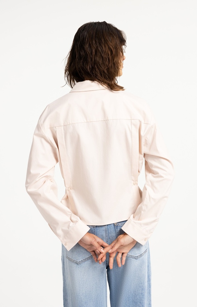 Chemisier en popeline à taille ajustable et manches longues - YAYA - Almond Peach Pink — vue 4