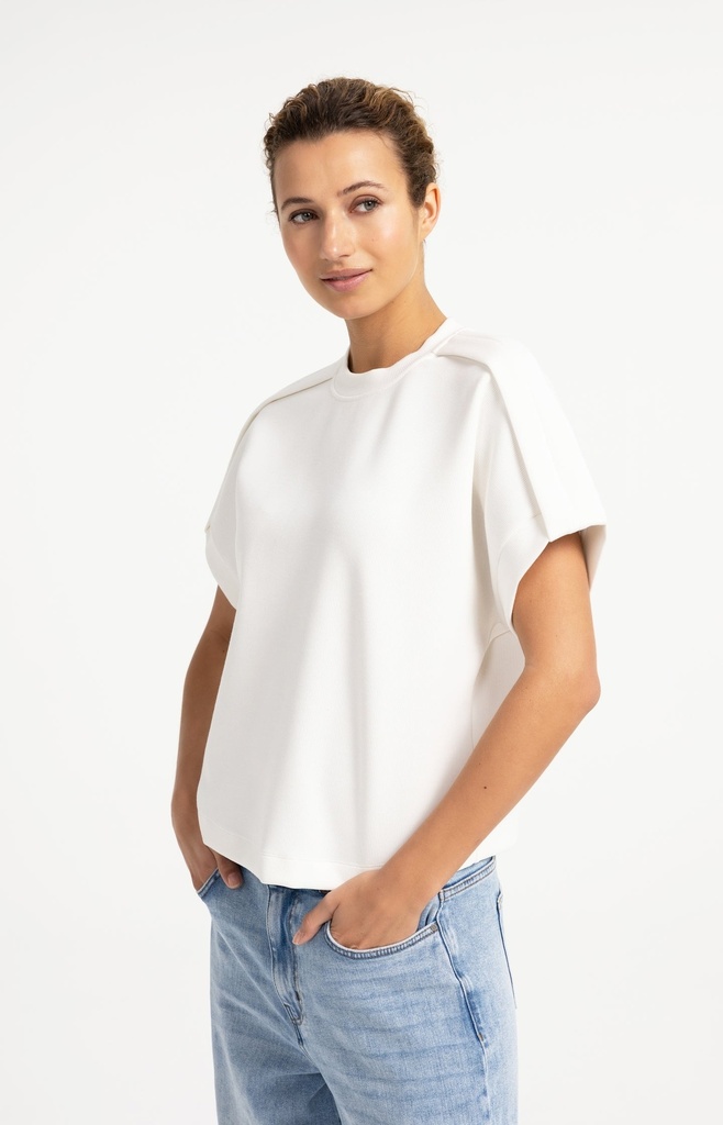 Sweat-shirt sans manches avec plis aux épaules - YAYA - Off White — vue 3