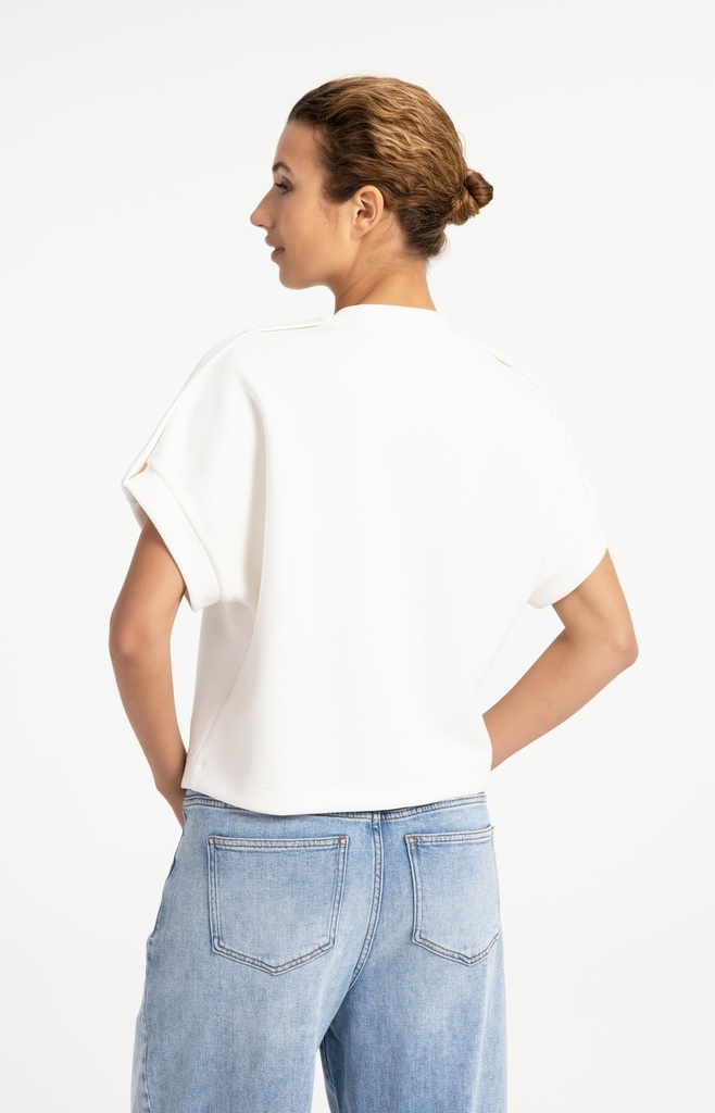 Sweat-shirt sans manches avec plis aux épaules - YAYA - Off White — vue 4