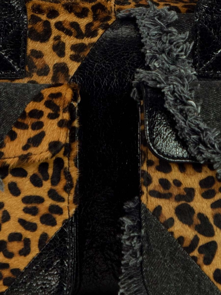 Sac à main CUIR NOIR ET LÉOPARD - Paul Marius - Le Dandy S Chimère Denim/noir — vue 3