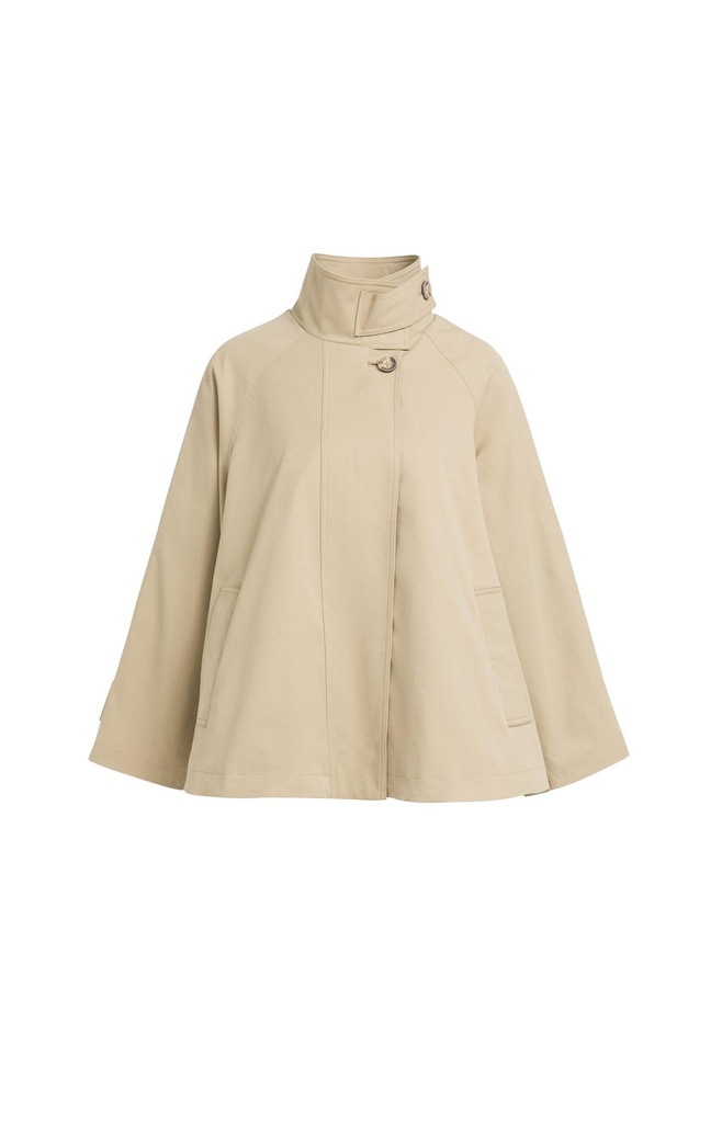 Veste trench à la coupe évasée et au col montant - YAYA - Olive Gray Green — vue 2