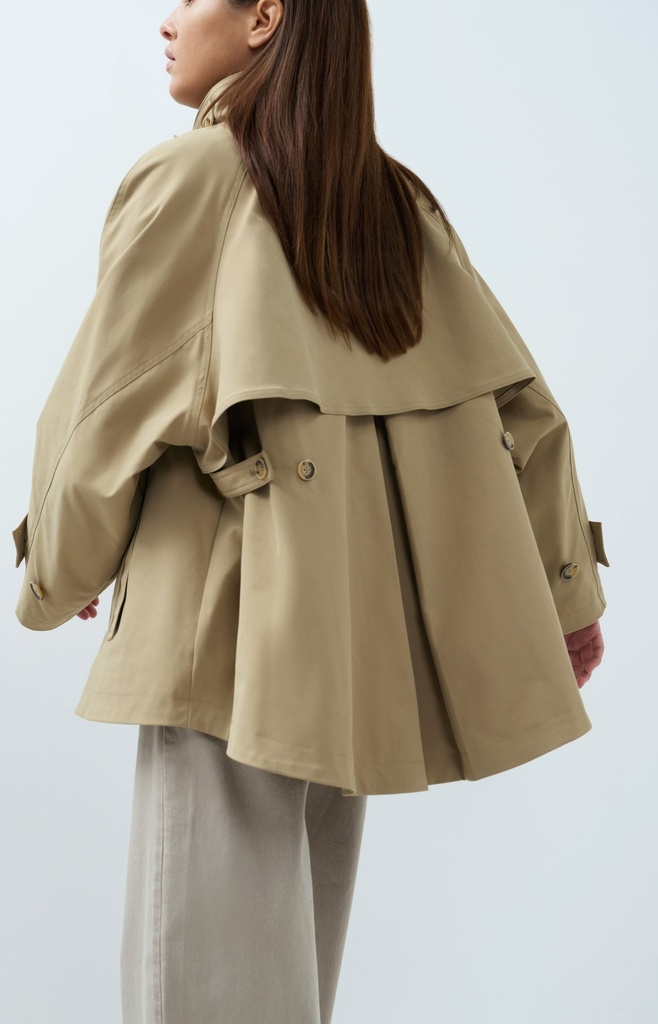 Veste trench à la coupe évasée et au col montant - YAYA - Olive Gray Green — vue 3