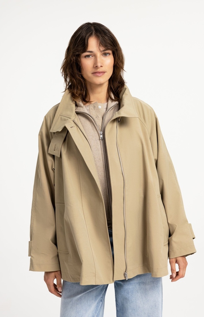 Veste trench à la coupe évasée et au col montant - YAYA - Olive Gray Green — vue 5