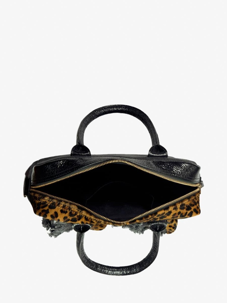 Sac à main CUIR NOIR ET LÉOPARD - Paul Marius - Le Dandy S Chimère Denim/noir — vue 4