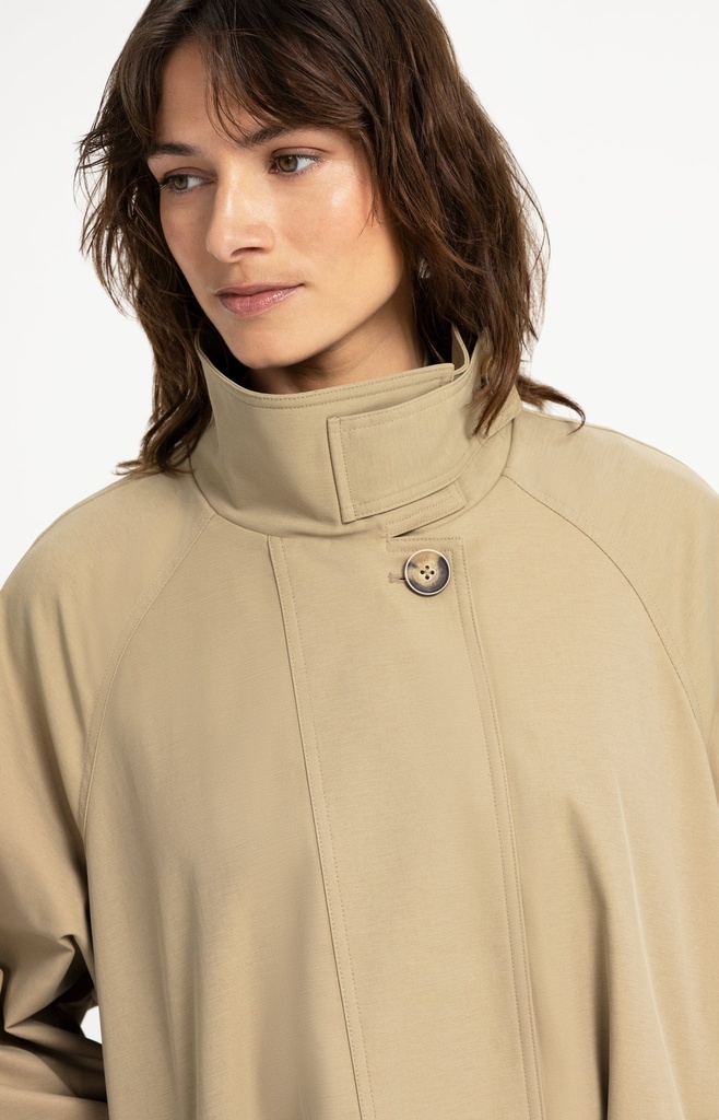 Veste trench à la coupe évasée et au col montant - YAYA - Olive Gray Green (8)