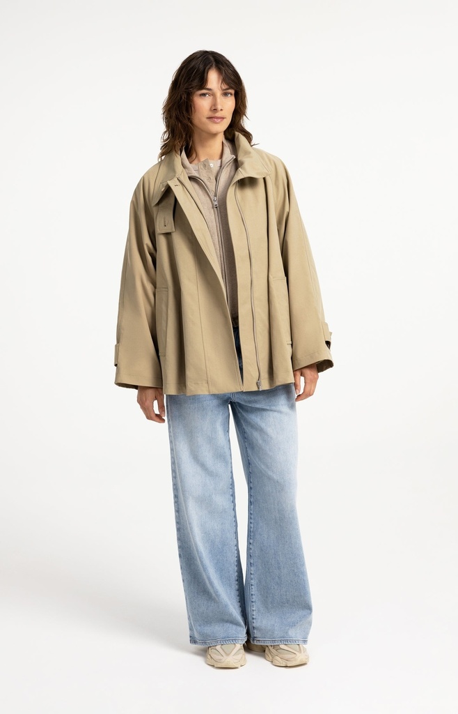 Veste trench à la coupe évasée et au col montant - YAYA - Olive Gray Green — vue 11