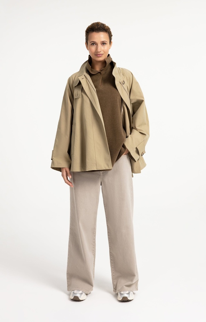 Veste trench à la coupe évasée et au col montant - YAYA - Olive Gray Green — vue 12
