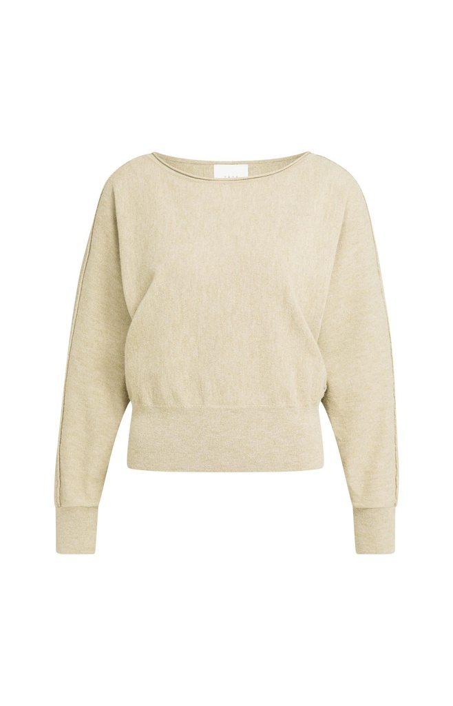Pull à col bateau et manches longues - YAYA - Olive Gray Green