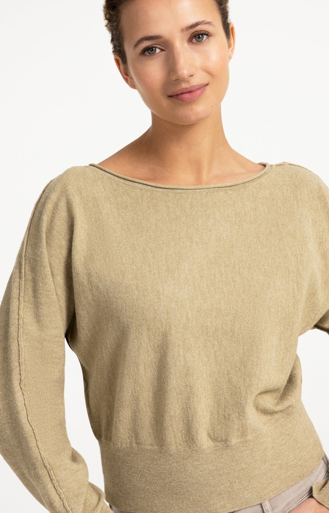 Pull à col bateau et manches longues - YAYA - Olive Gray Green — vue 5