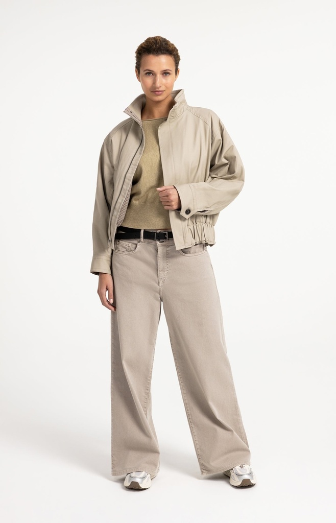 Pull à col bateau et manches longues - YAYA - Olive Gray Green — vue 8