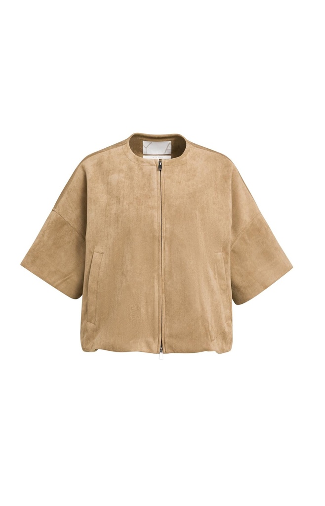 Veste oversize en suédine avec manches courtes - YAYA - Otter Brown — vue 2