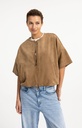 Veste oversize en suédine avec manches courtes - YAYA - Otter Brown — vue 5