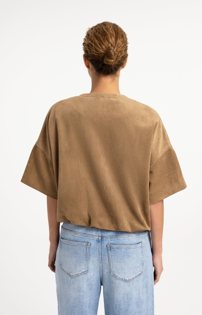 Veste oversize en suédine avec manches courtes - YAYA - Otter Brown — vue 7