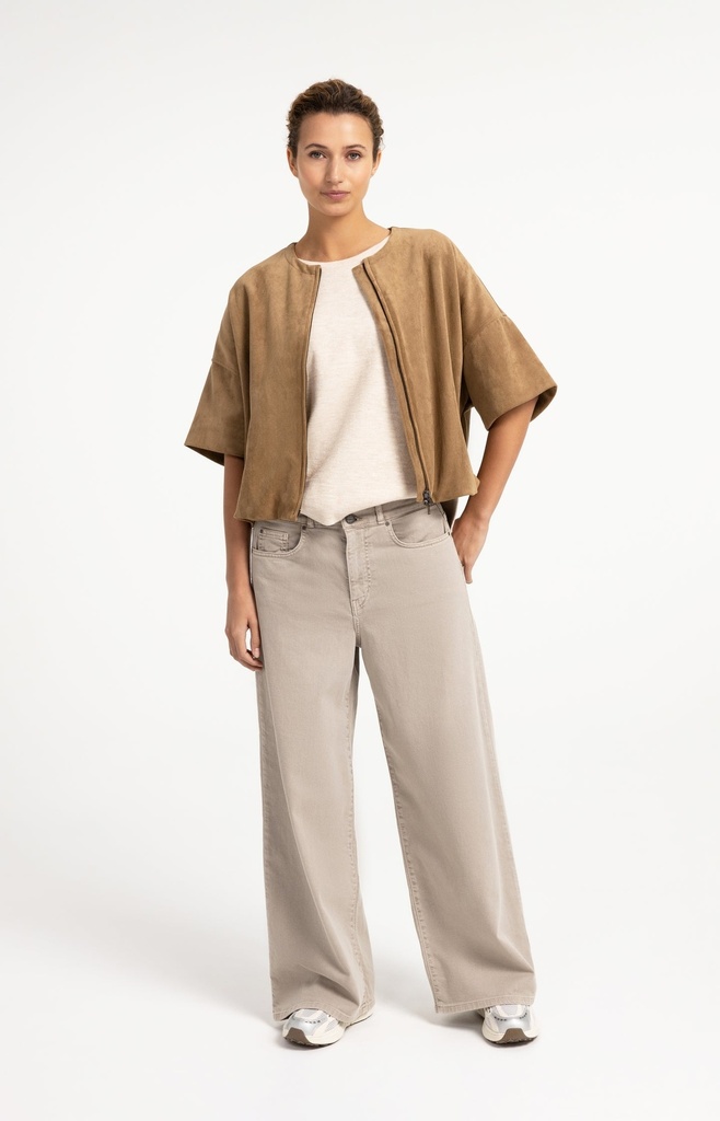 Veste oversize en suédine avec manches courtes - YAYA - Otter Brown (11)