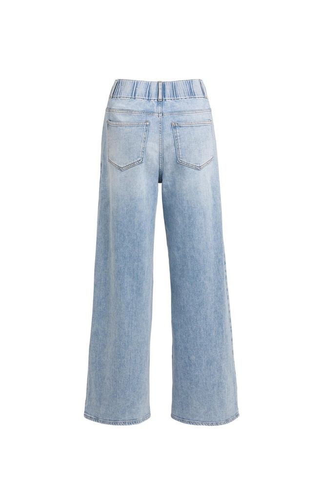 Jean en denim à jambes larges et ceinture distinctive (L34) - YAYA - Light Blue Denim