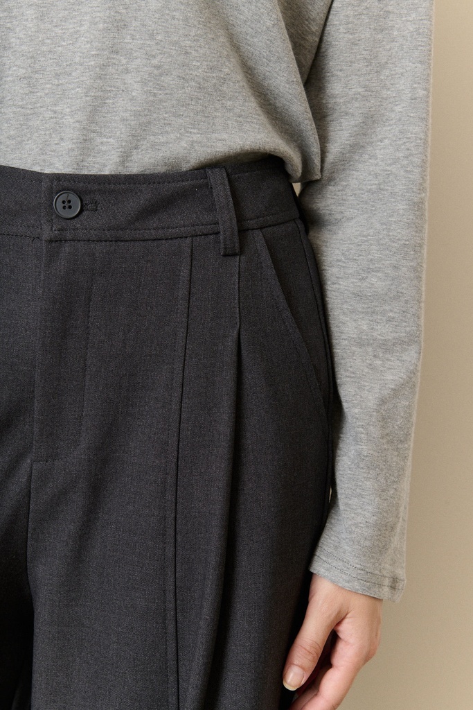 Pantalon de tailleur large à pinces - Gris anthracite — vue 3