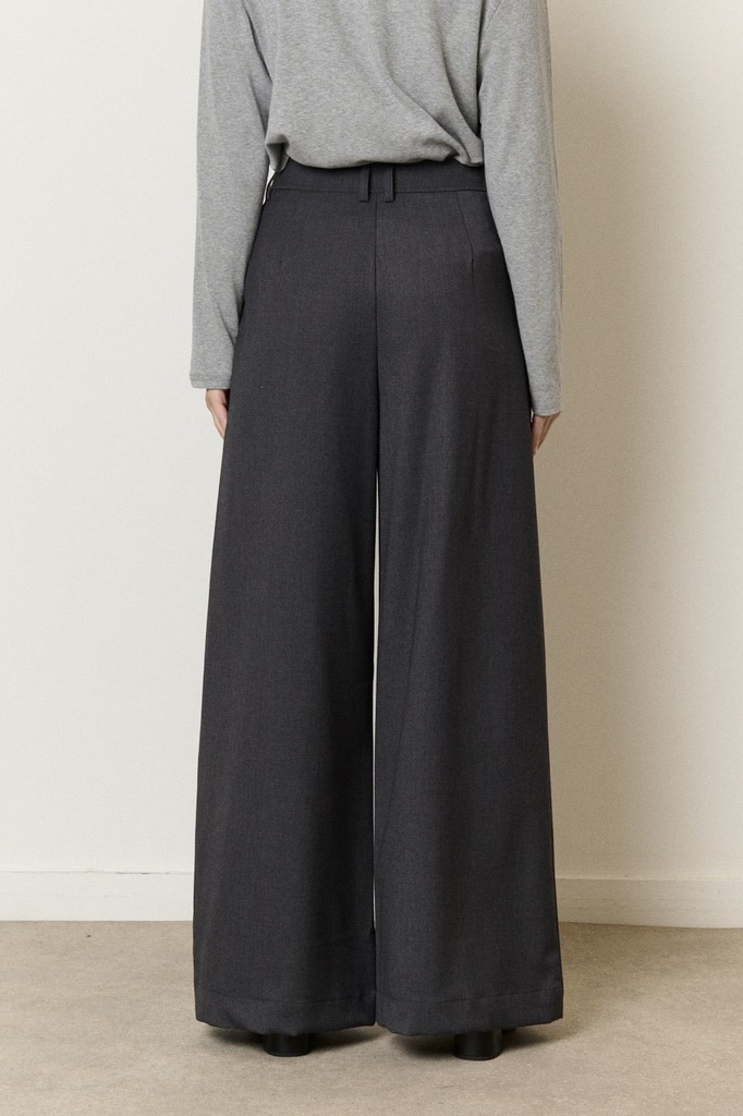 Pantalon de tailleur large à pinces - Gris anthracite — vue 4
