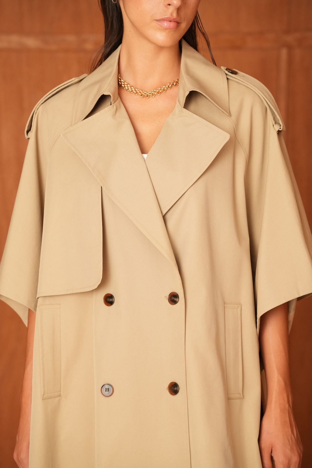 Trench cape croisé - Camel — vue 3
