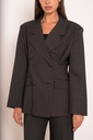 Blazer croisé à rayures tennis - Gris anthracite (vue 4)