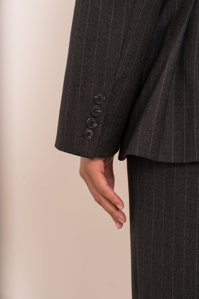 Blazer croisé à rayures tennis - Gris anthracite (vue 6)