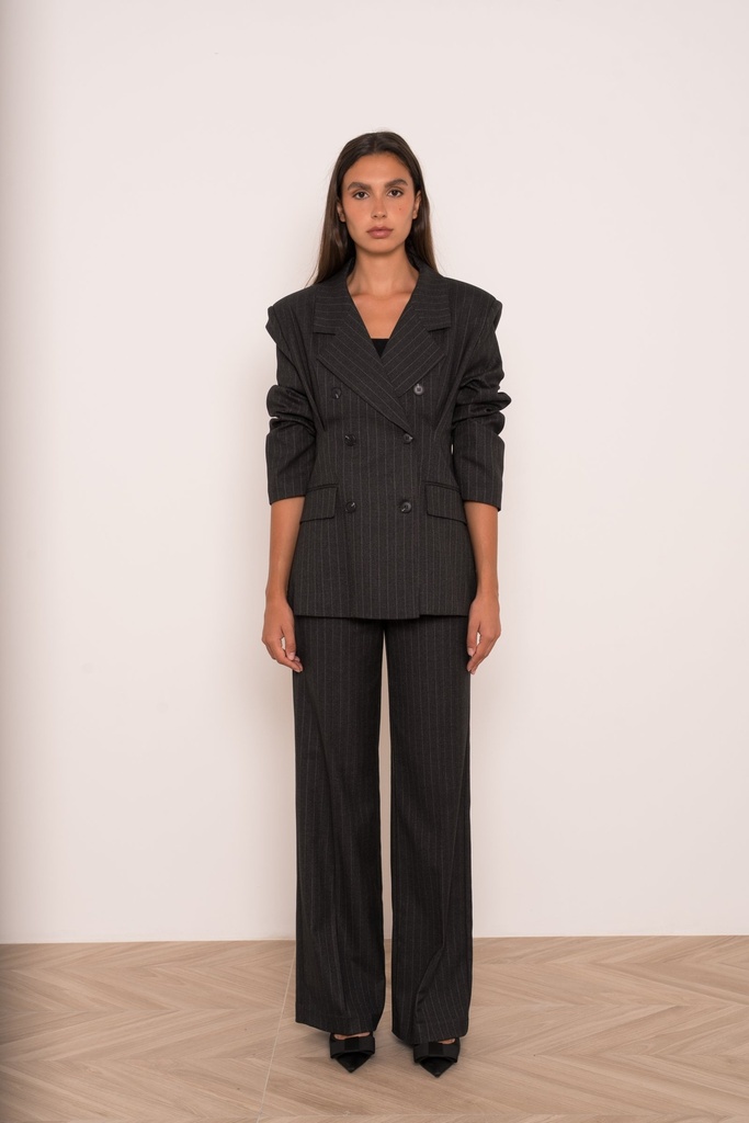 Blazer croisé à rayures tennis - Gris anthracite (vue 7)