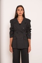 Blazer croisé à rayures tennis - Gris anthracite (vue 8)
